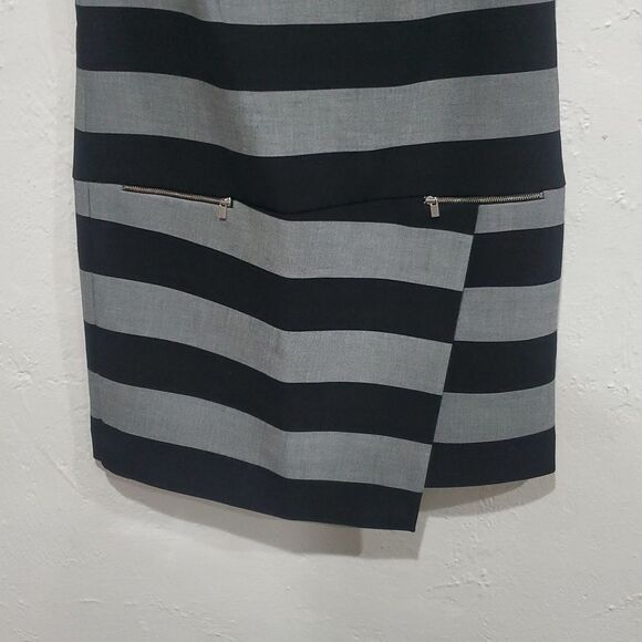 Banana Republic Rugby Striped Shift Dress with Asymmetrical Hem in Black & Grey - Picture 4 of 10